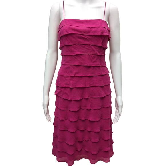 Tadashi Shoji Dress Size 2 Silk Barbiecore Knee Length Party Wedding Guest - Picture 1 of 16